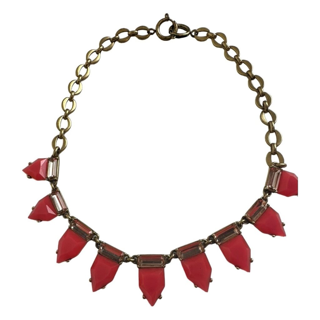 Stella Dot Pink Eye Candy Faceted Rhinestone Lucite Gold Statement Necklace 25$